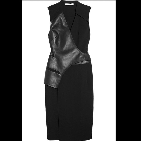 ALEXANDER WANG Leather stretch-crepe wrap dress